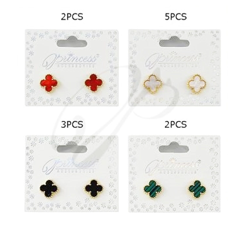 Elegant Four-Leaf Clover Stud Earrings - 1.3cm (ES-30223M)