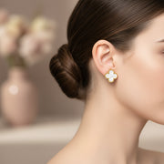 Elegant Four-Leaf Clover Stud Earrings - 1.3cm (ES-30223M)