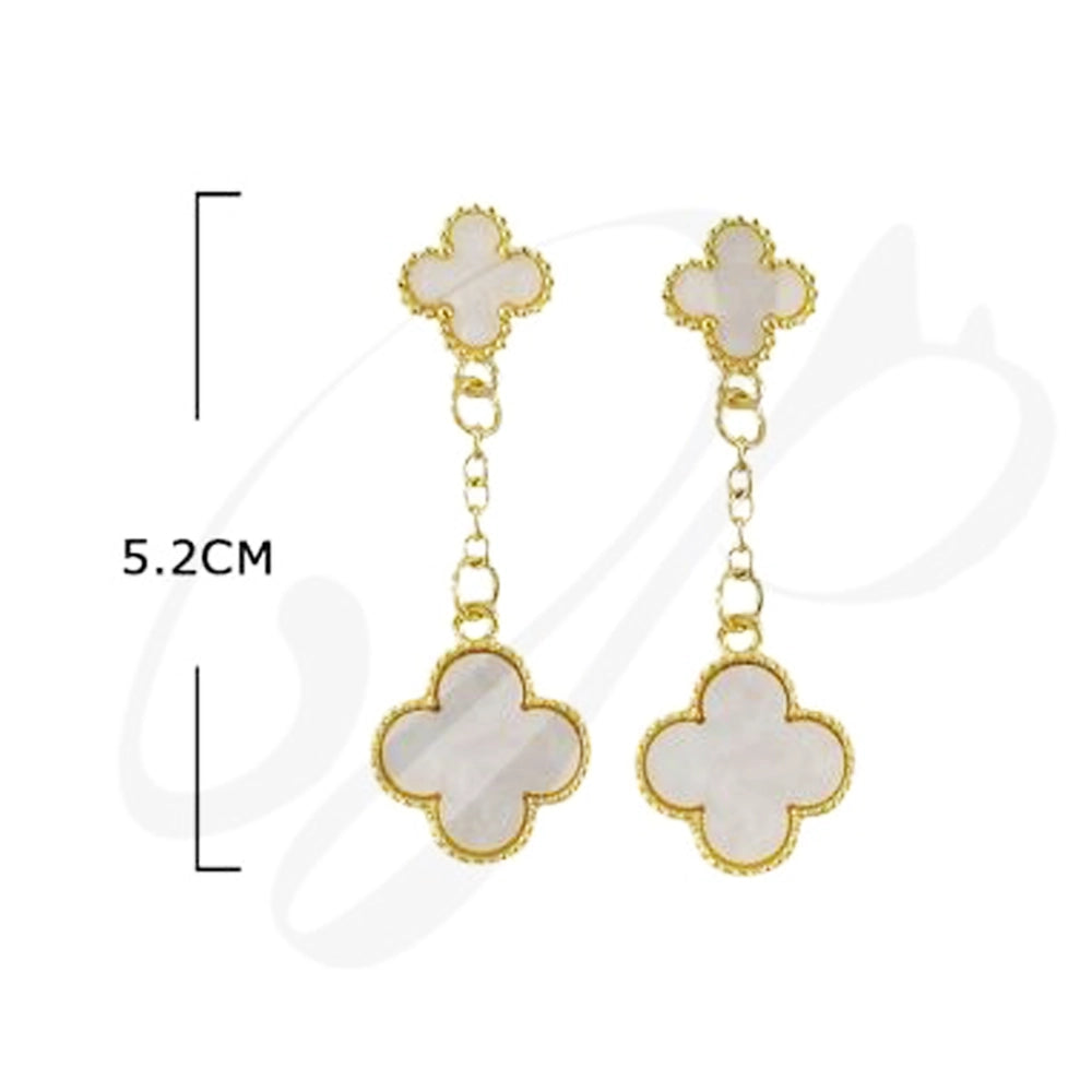 Elegant Four-Leaf Clover Dangle Earrings (ES-30225M)