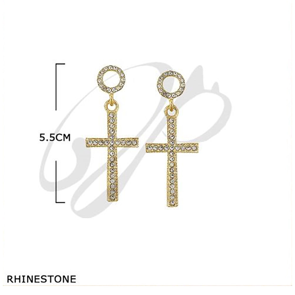 Crystal Cross Earrings (ES-50204GS)