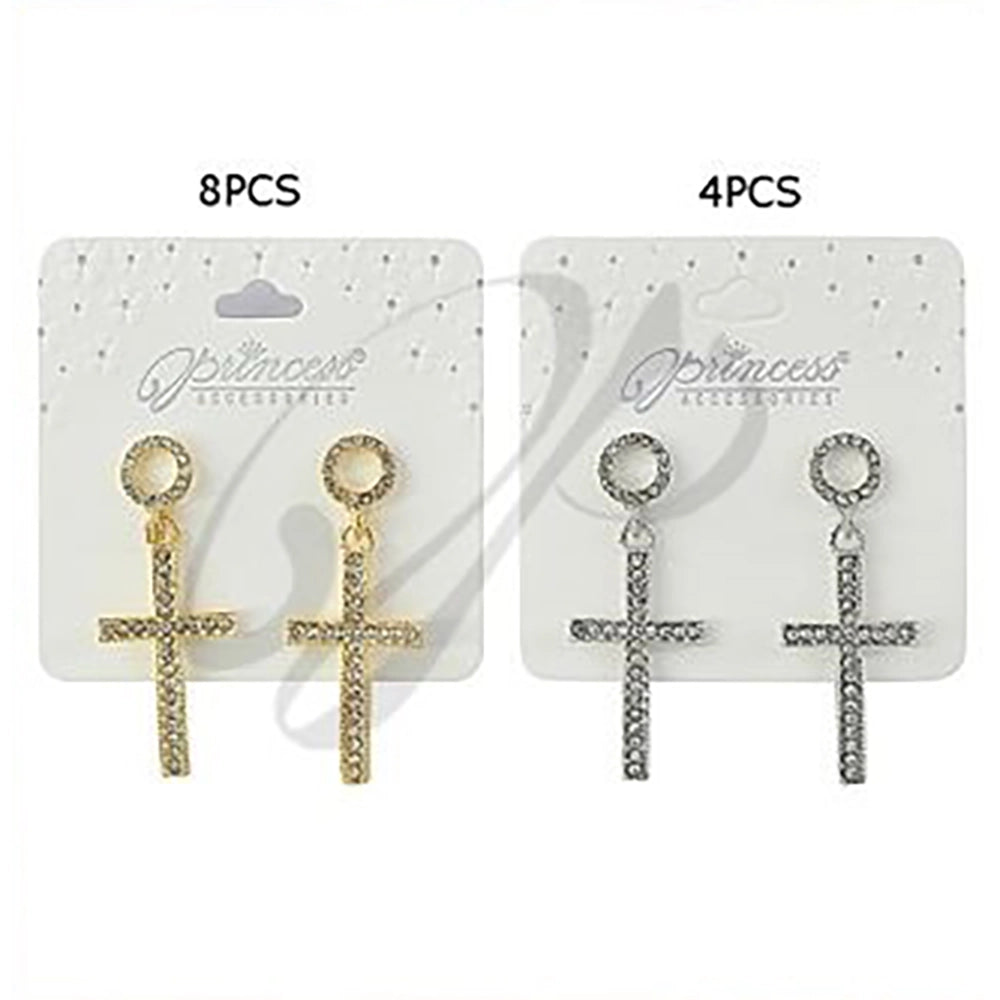 Crystal Cross Earrings (ES-50204GS)