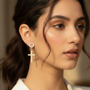 Crystal Cross Earrings (ES-50204GS)