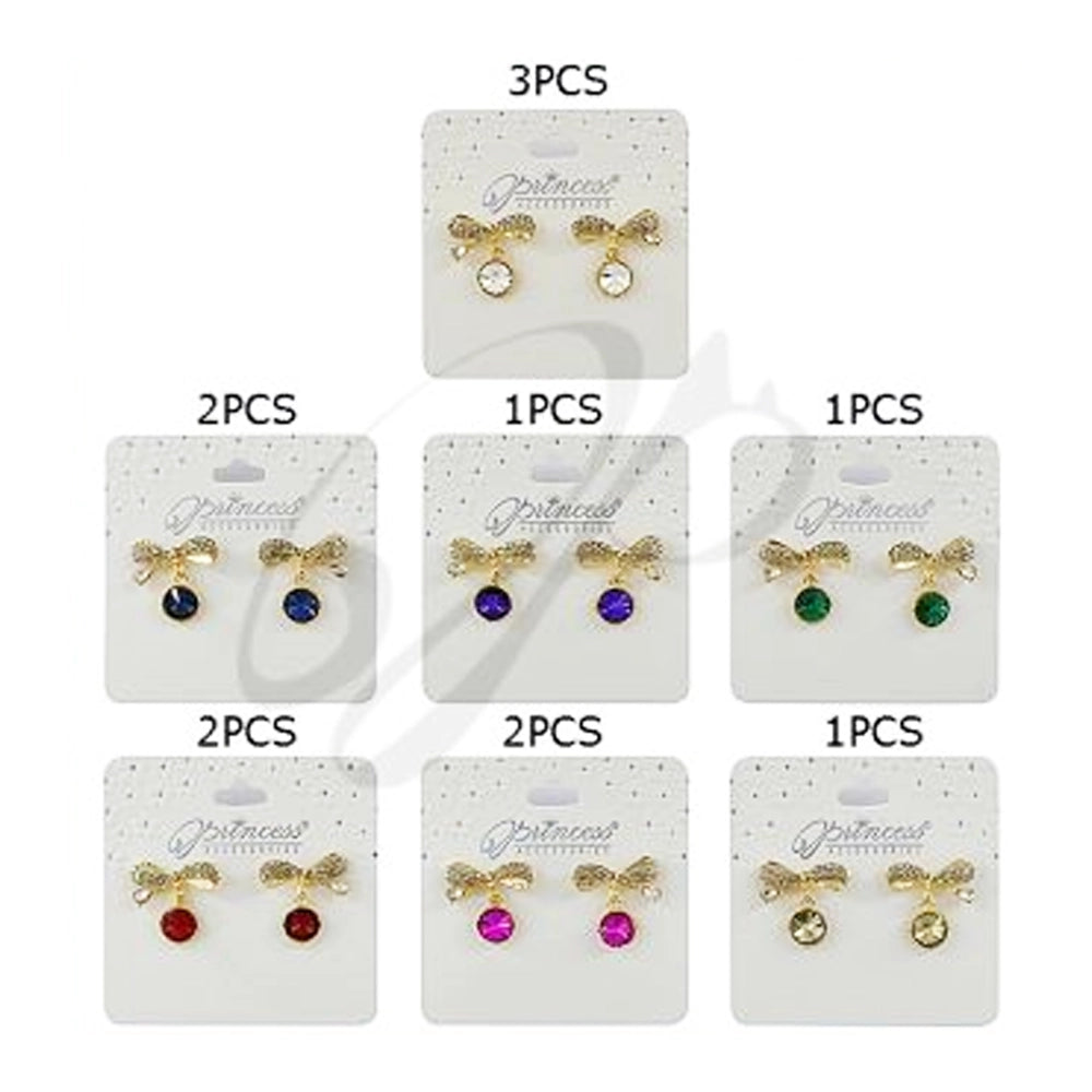 Charming 2.3cm Rhinestone Bow Drop Earrings