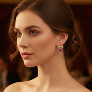 Charming 2.3cm Rhinestone Bow Drop Earrings