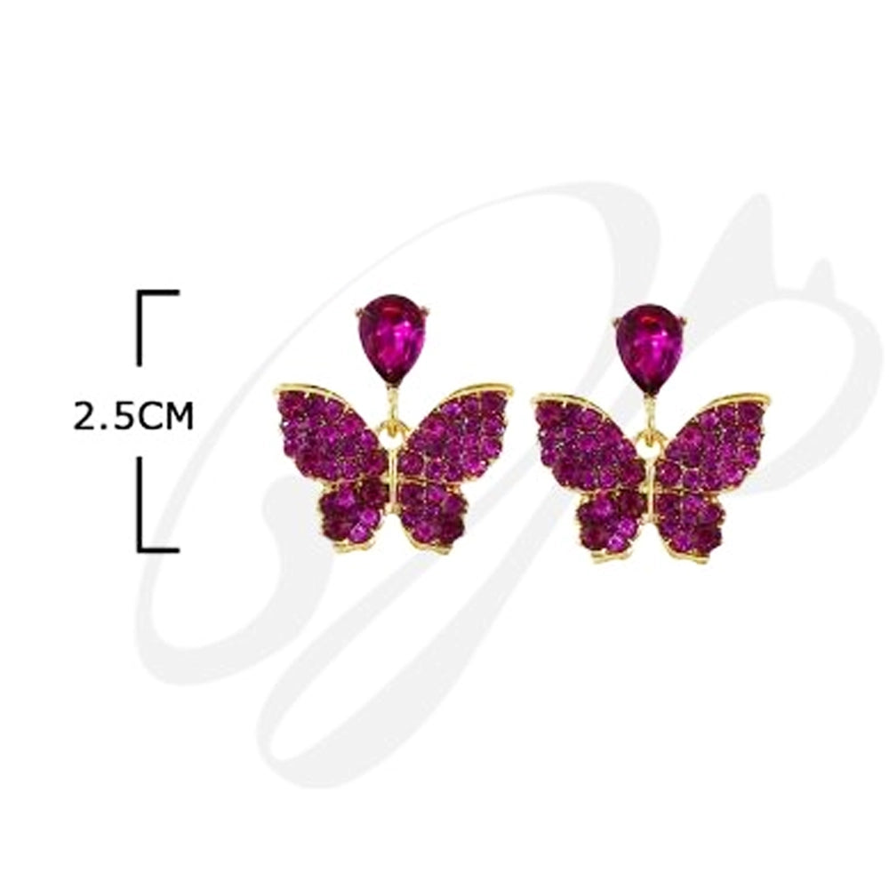 Elegant Crystal Butterfly Drop Earrings (ES-50372D)