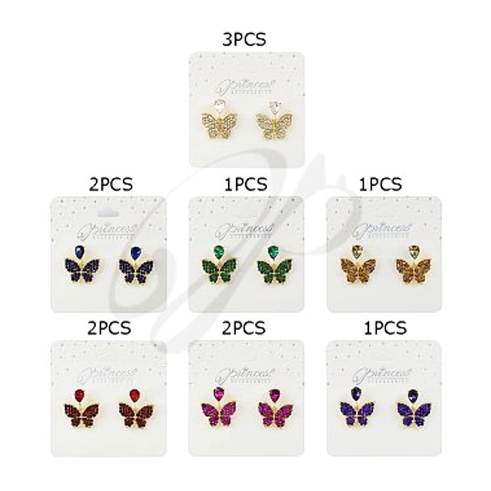 Elegant Crystal Butterfly Drop Earrings (ES-50372D)