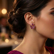 Elegant Crystal Butterfly Drop Earrings (ES-50372D)