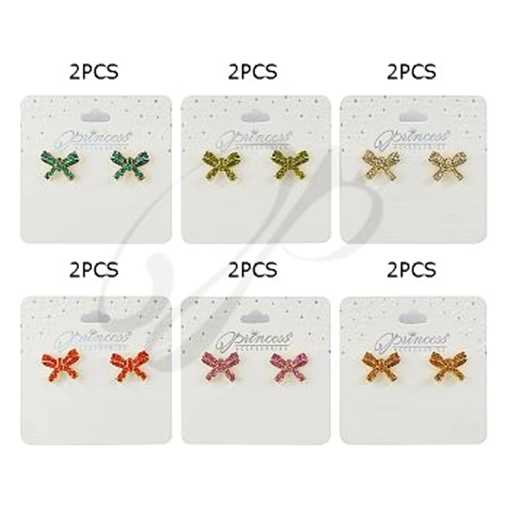 Gorgeous Rhinestone Bow Stud Earrings (ES-50373Y)