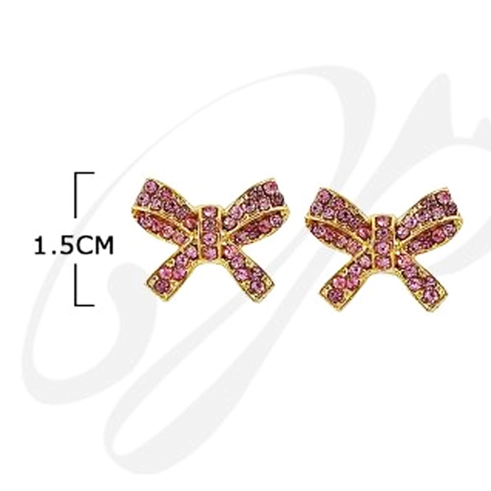 Gorgeous Rhinestone Bow Stud Earrings (ES-50373Y)