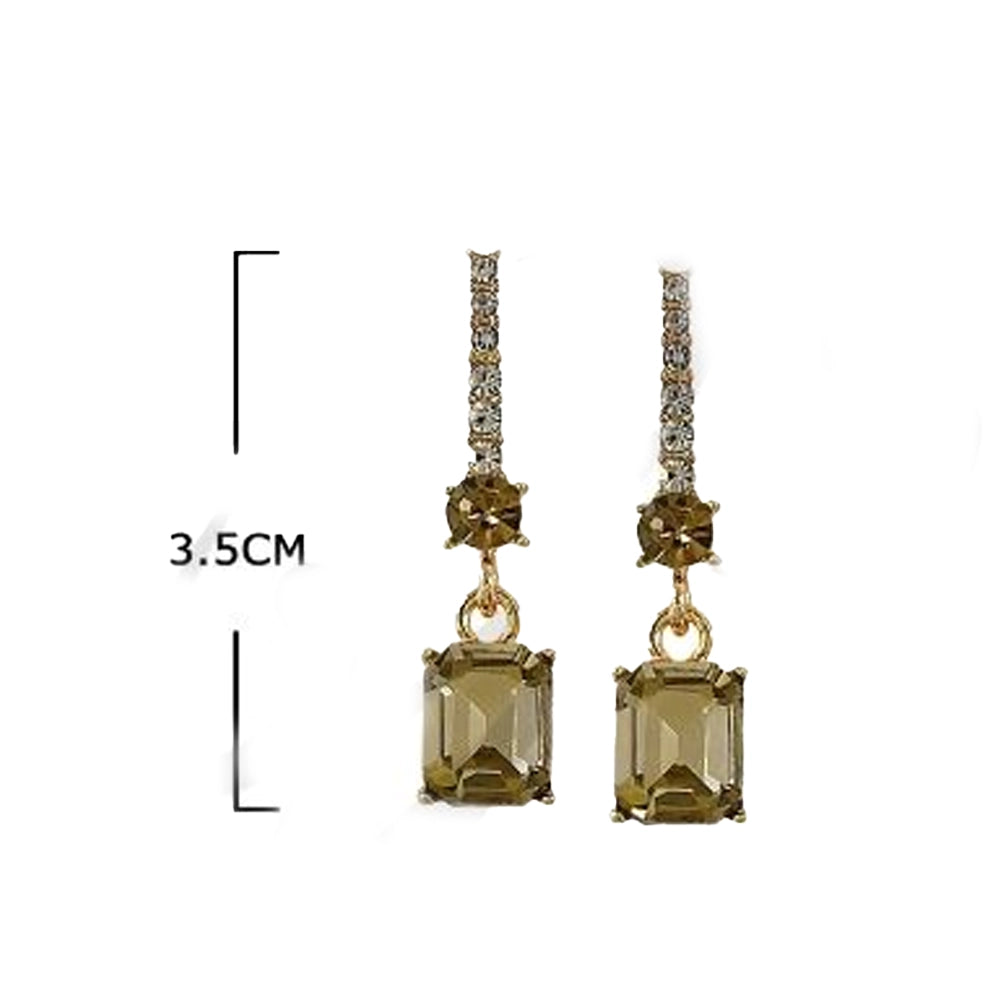 Elegant 3.5cm Rhinestone & Faceted Stone Drop Earrings