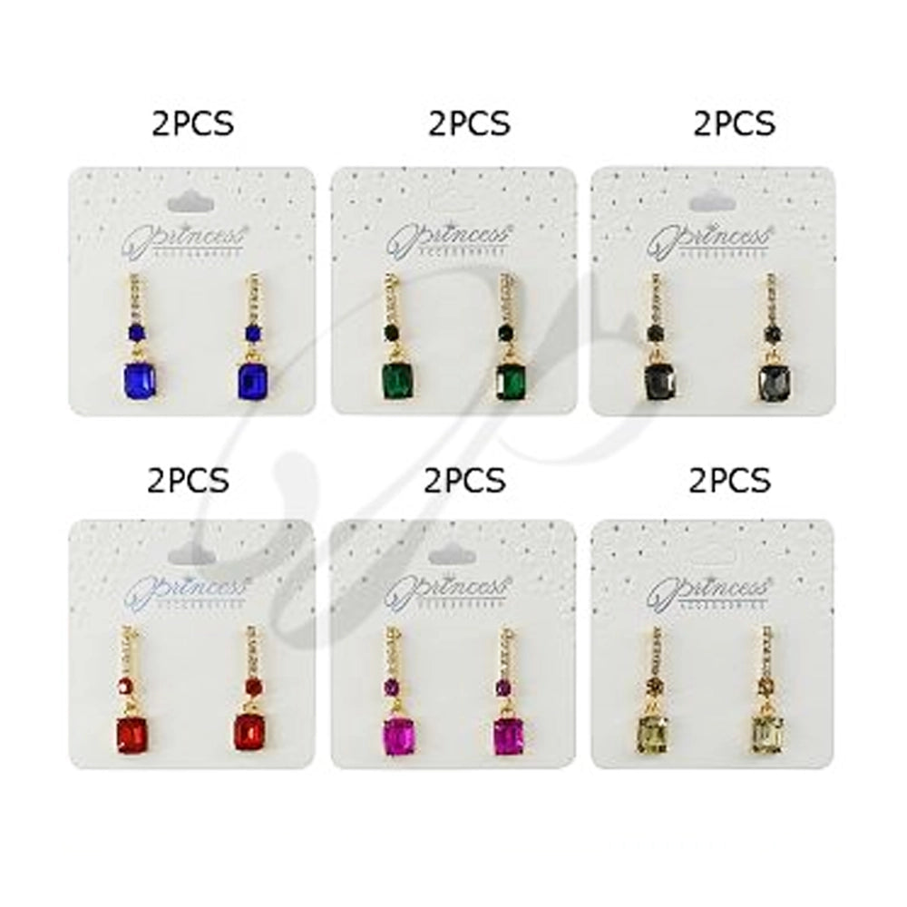 Elegant 3.5cm Rhinestone & Faceted Stone Drop Earrings