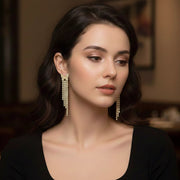 Rhinestone Butterfly Tassel Earrings (ES-70216GS)