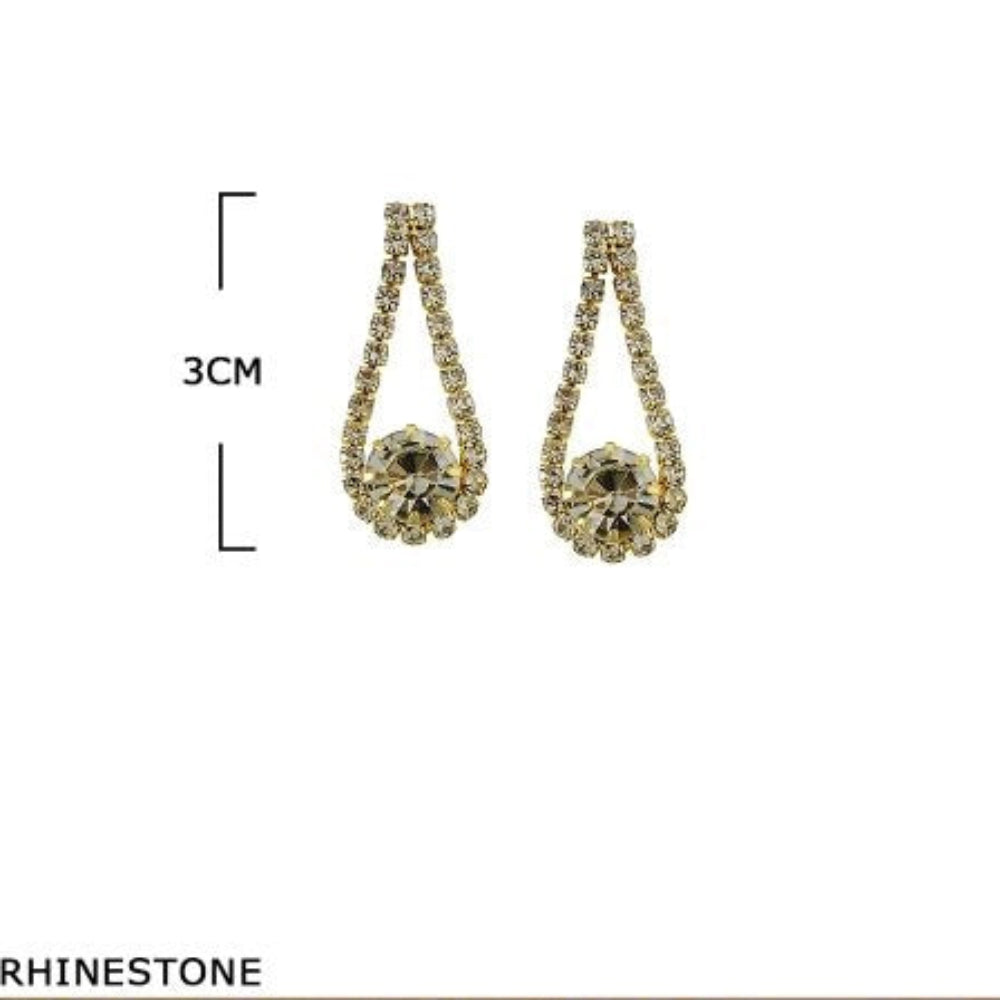 Elegant Teardrop Rhinestone Dangle Earrings - Gold & Silver Tone (ES-70222GS)