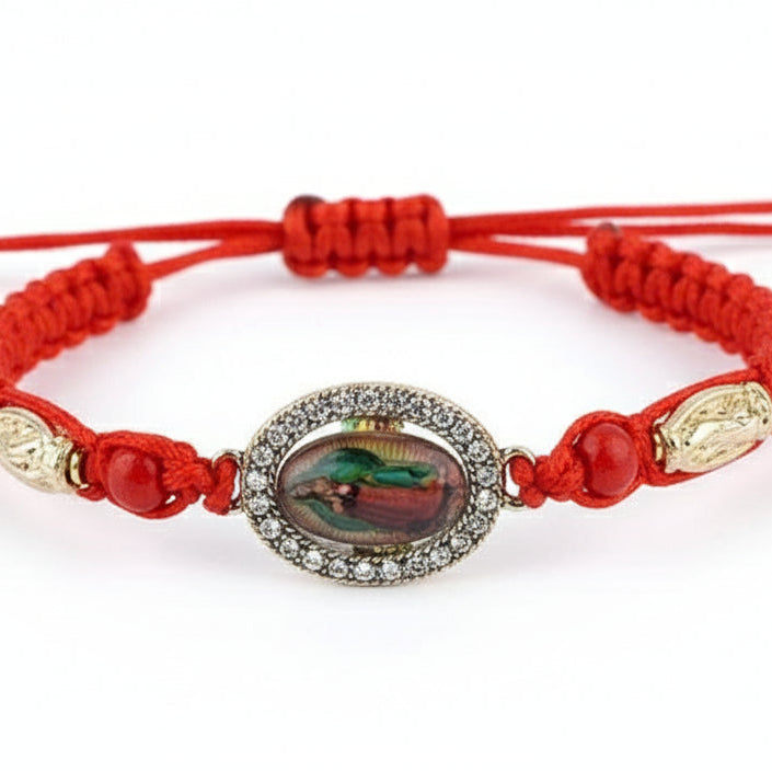 Our Lady of Guadalupe Red String Bracelet Set (12-Pack) - Adjustable