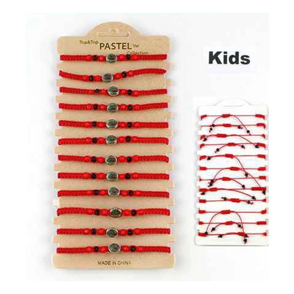 Kids' Our Lady of Guadalupe Red String Bracelet Set (12-Pack) - Adjustable