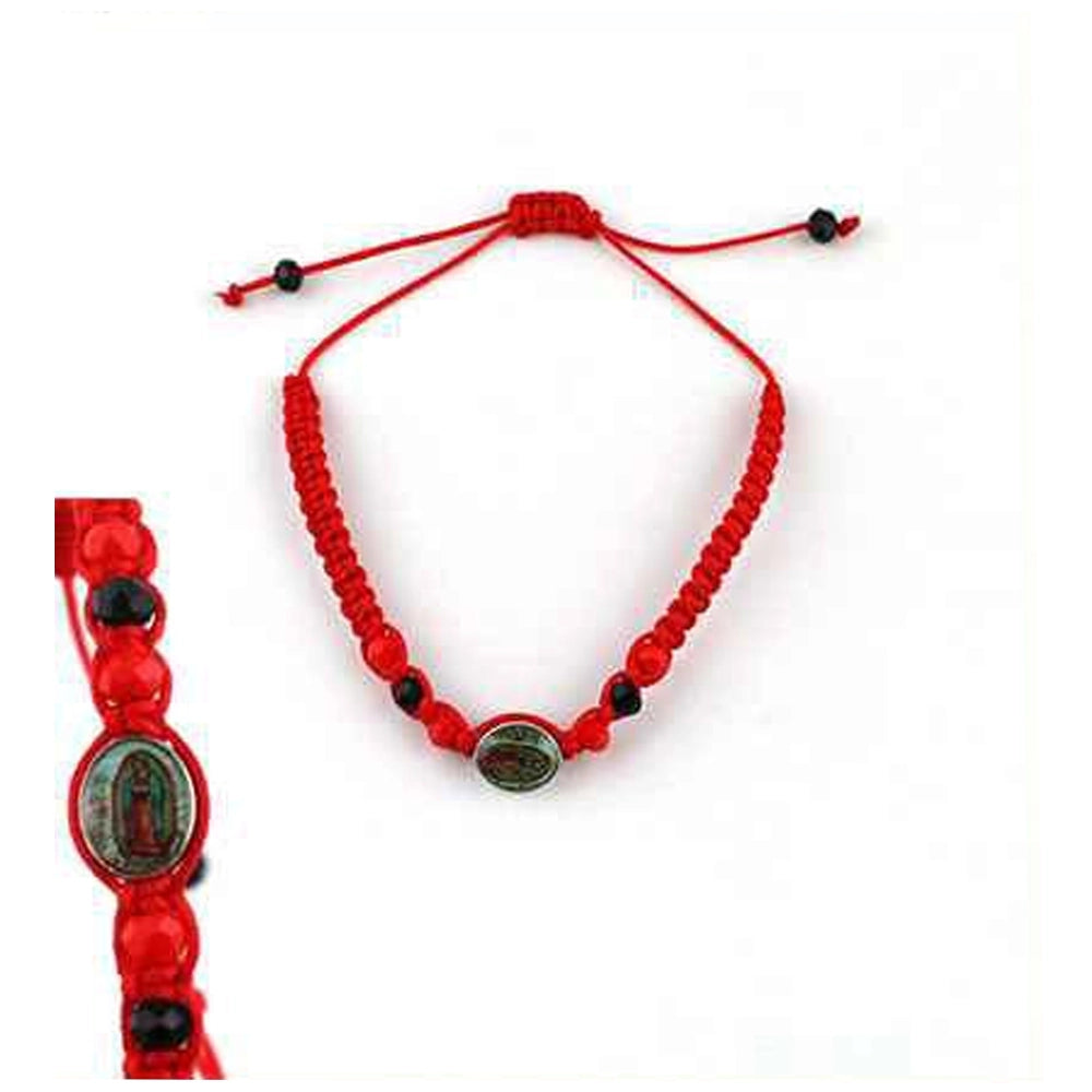 Kids' Our Lady of Guadalupe Red String Bracelet Set (12-Pack) - Adjustable