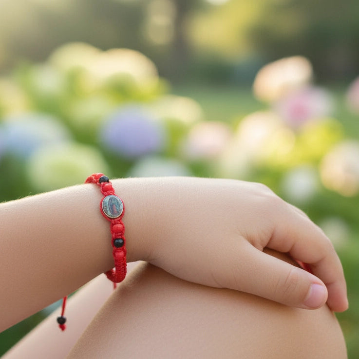 Kids' Our Lady of Guadalupe Red String Bracelet Set (12-Pack) - Adjustable