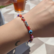 San Judas Tadeo & Evil Eye Protection Bracelet Set- Red String Adjustable Charm Bracelets