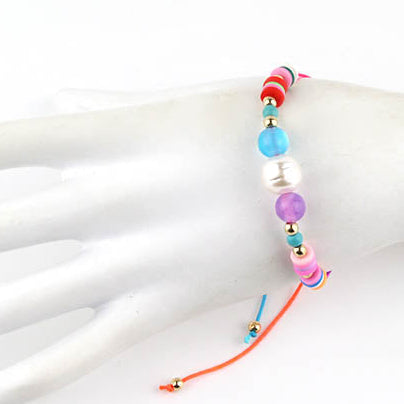 Colorful Heishi & Pearl Bead Bracelet Set (12-Pack) - Adjustable