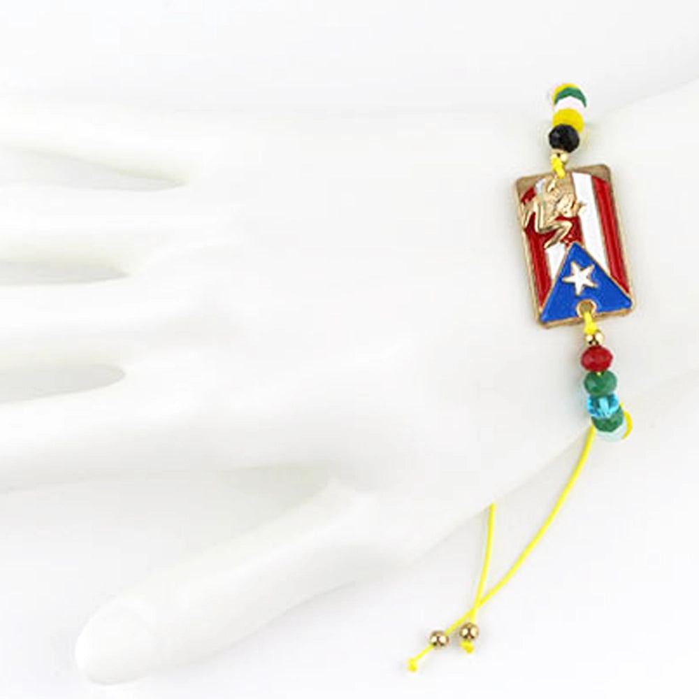 Puerto Rico Flag Charm Beaded Bracelet Set (12 Pack)