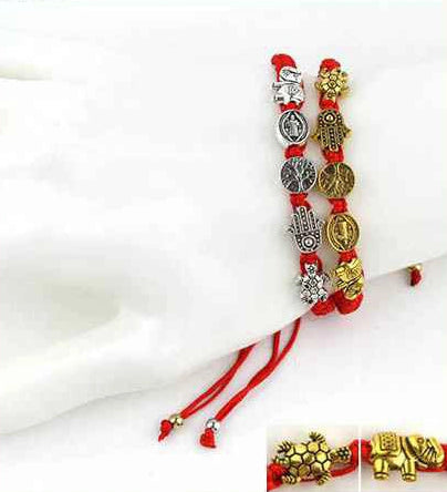 Assorted Protection Red String Bracelet Set (12-Pack) - Adjustable