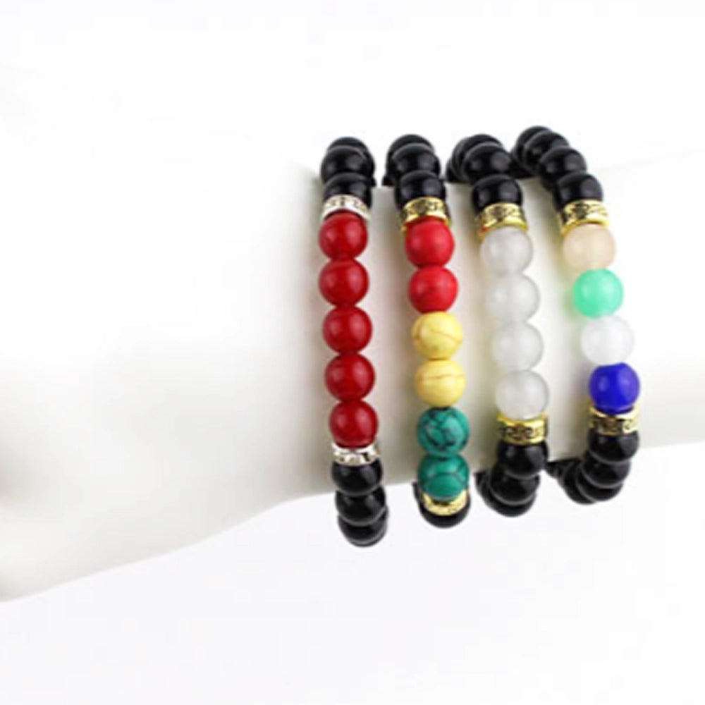 Black & Pastel Beaded Stretch Bracelet Collection
