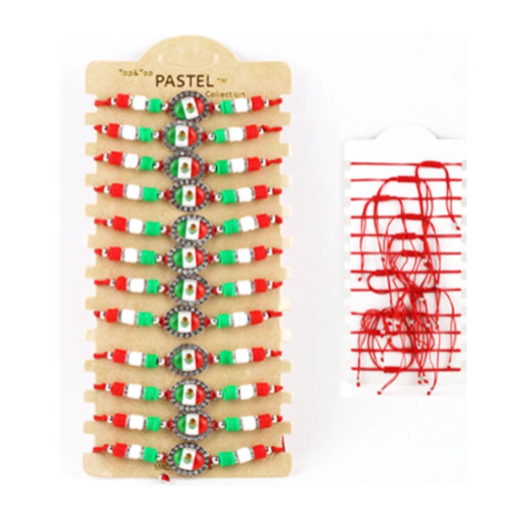 Viva México! Flag Charm Adjustable Bracelet