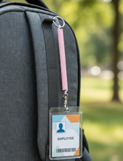 Retractable Coil Keychain ID Badge Holder - 2-Pack Colorful Spring Spiral Lanyard with Clear Vertical Card Sleeve (ETC-2076BT)