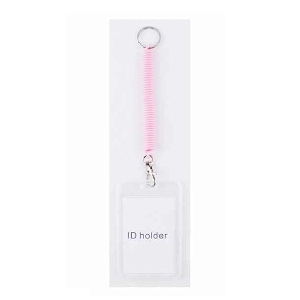 Retractable Coil Keychain ID Badge Holder - 2-Pack Colorful Spring Spiral Lanyard with Clear Vertical Card Sleeve (ETC-2076BT)
