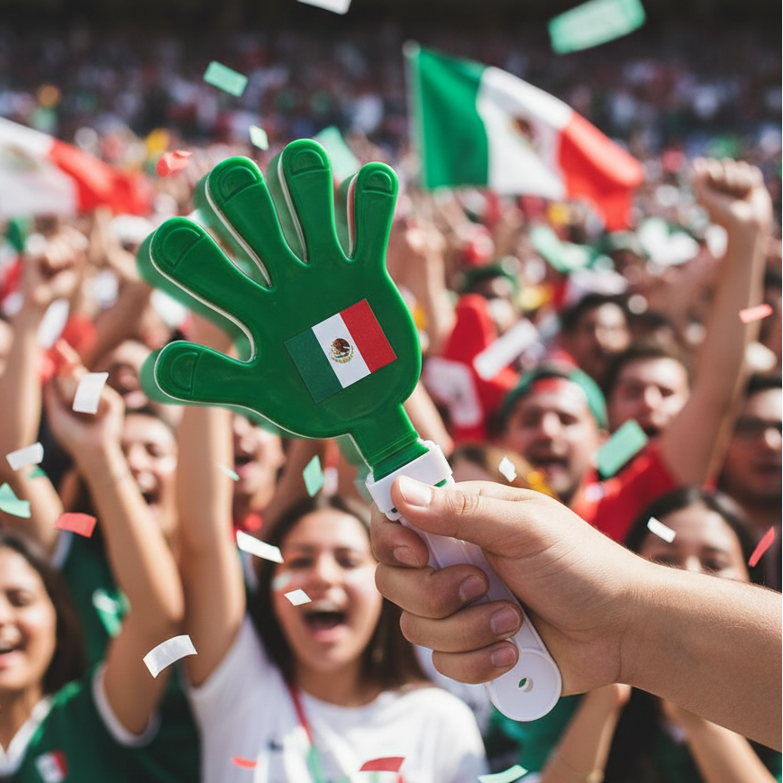 Mexico Flag Hand Clapper - Vibrant Green Noisemaker for Sports & Celebrations (ETC-3241)