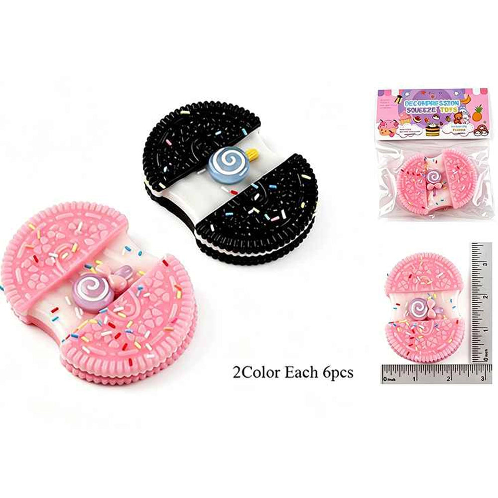 12-Pack Oreo Cookie Decompression Squeeze Toy Set – Cute Sprinkle Biscuit Kawaii Squishy Sensory Fidget Toys for Stress Relief, Party Favors & Goodie Bags (ETC-3358)