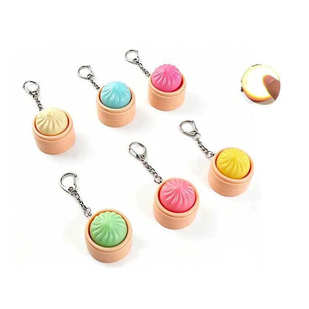 Cute Dim Sum Dumpling Light-Up Keychain Fidget Toy (12-Pack) | LED Squeeze Stress Relief Toy, Xiao Long Bao Steamer Bag Charm Bulk (ETC-3377)
