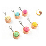 Cute Dim Sum Dumpling Light-Up Keychain Fidget Toy (12-Pack) | LED Squeeze Stress Relief Toy, Xiao Long Bao Steamer Bag Charm Bulk (ETC-3377)