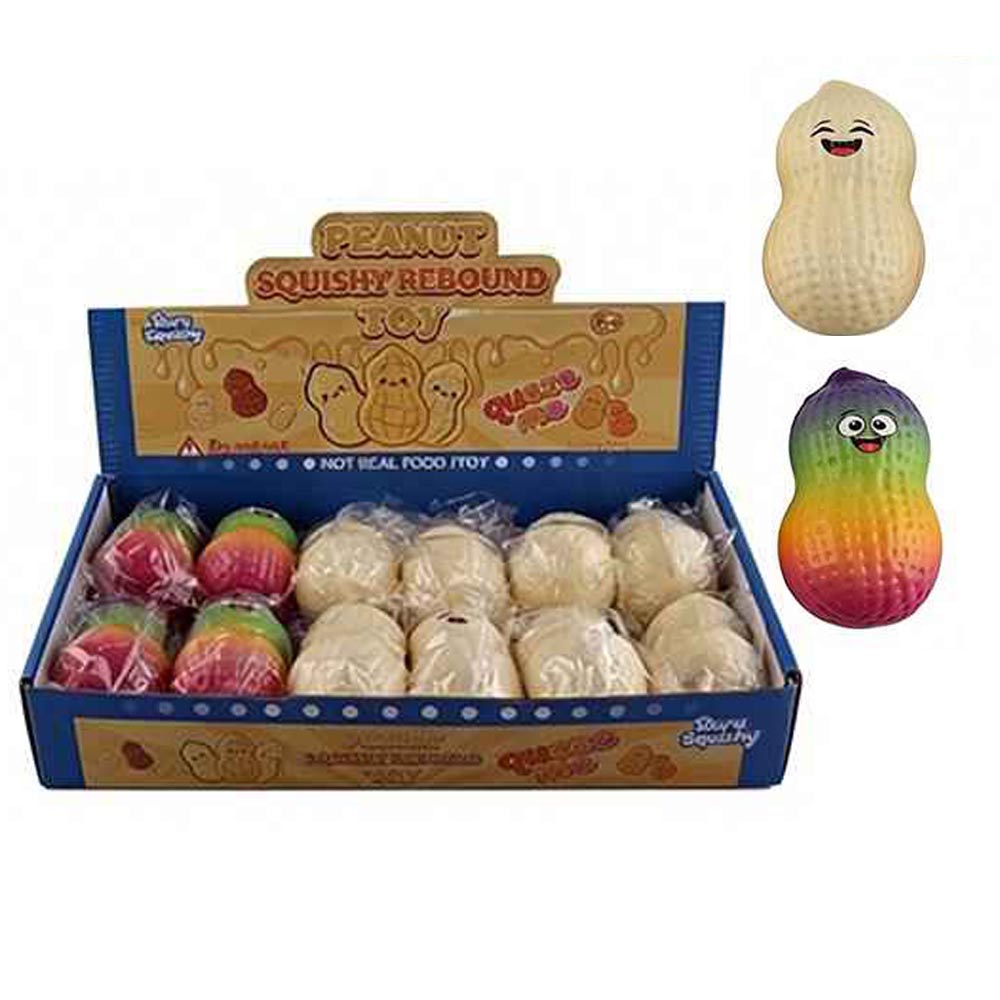 Peanut Squishy Rebound Stress Relief Toy Pack - Slow-Rising Rainbow & Classic Peanut Fidget Toys for Kids & Adults (ETC-3415)