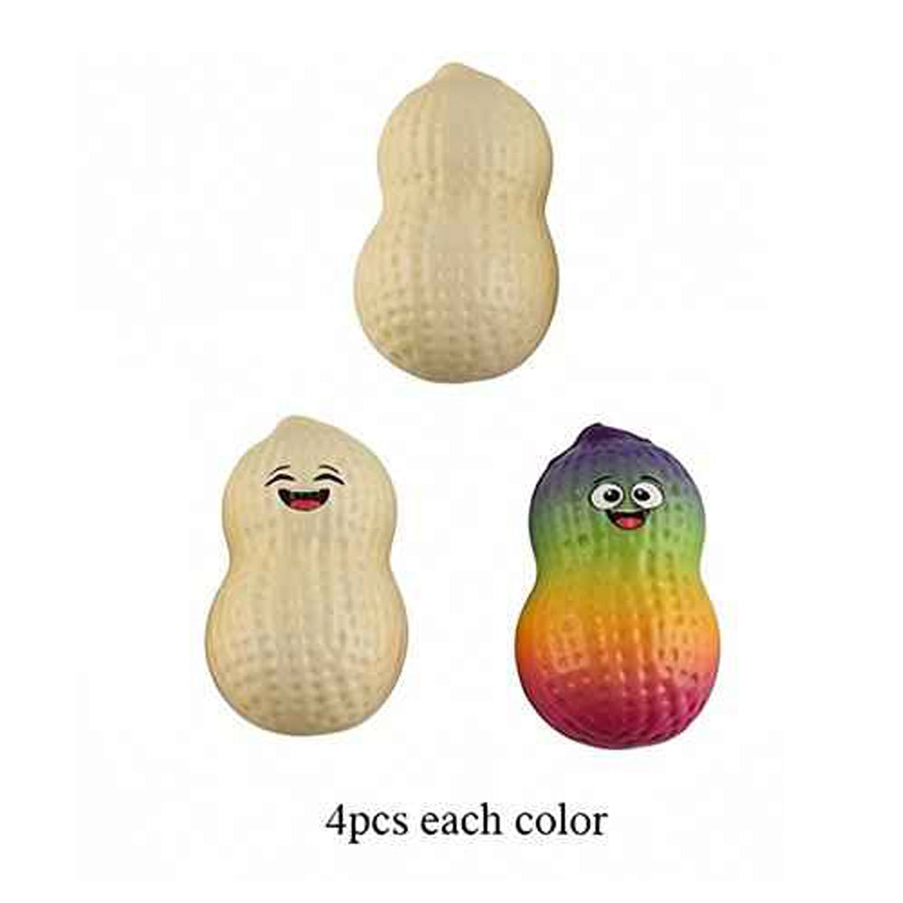 Peanut Squishy Rebound Stress Relief Toy Pack - Slow-Rising Rainbow & Classic Peanut Fidget Toys for Kids & Adults (ETC-3415)