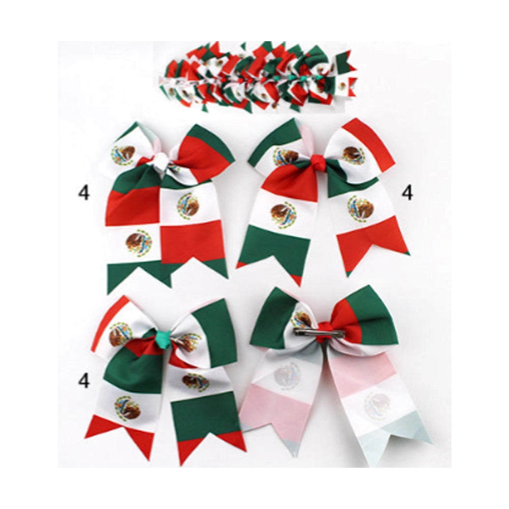 Mexican Flag Ribbon Bow Clip - Viva México Hair Accessory