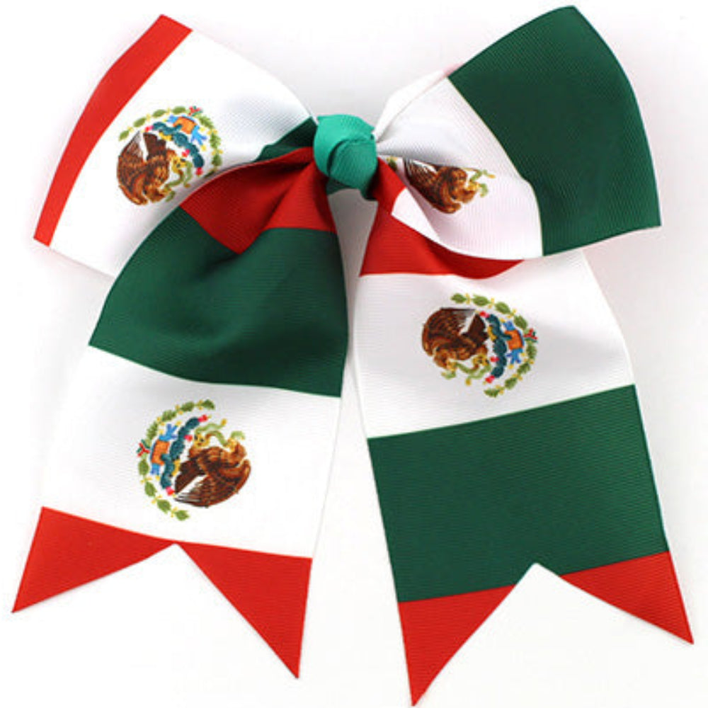 Mexican Flag Ribbon Bow Clip - Viva México Hair Accessory