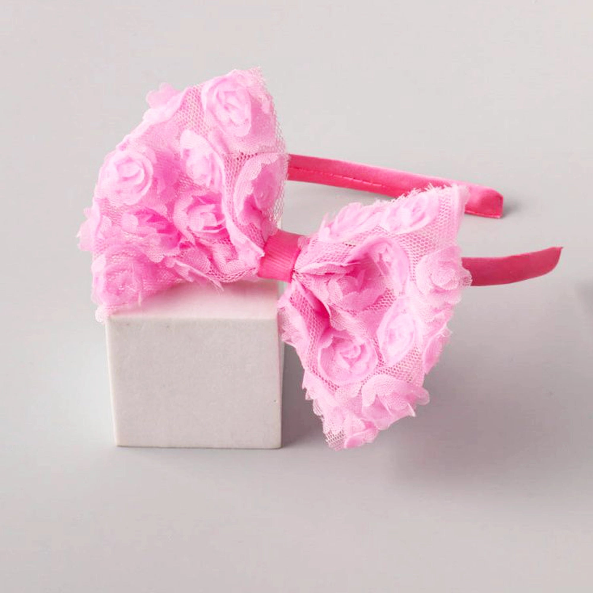 Rose Lace Bow Headband - Charming Floral Hair Accessory for Girls (FHK1392)