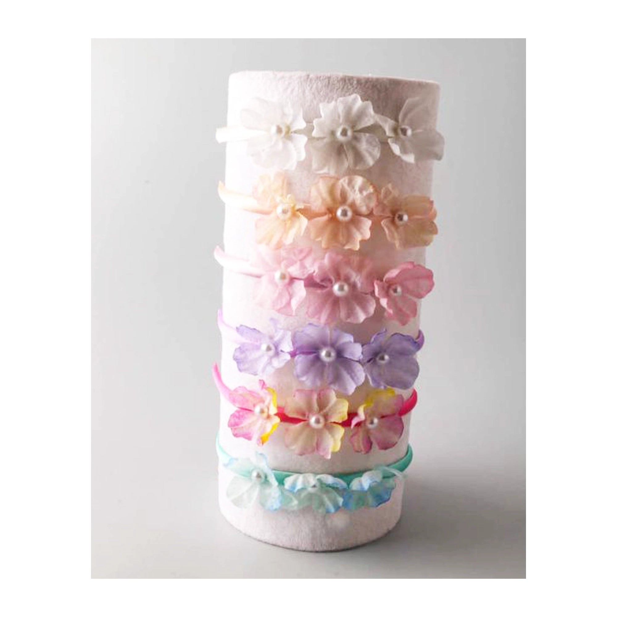 Pearl Floral Accented Satin Headband - Elegant Hair Accessory for Girls & Occasions (FHK1543P)