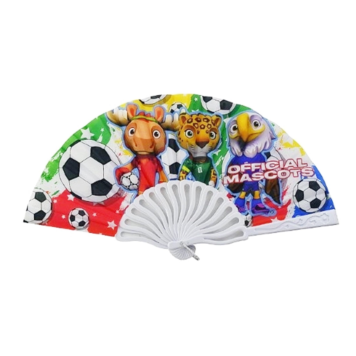 Vibrant World Soccer Mascot Folding Hand Fans – 12-Piece Party Pack (FN-3175FI)
