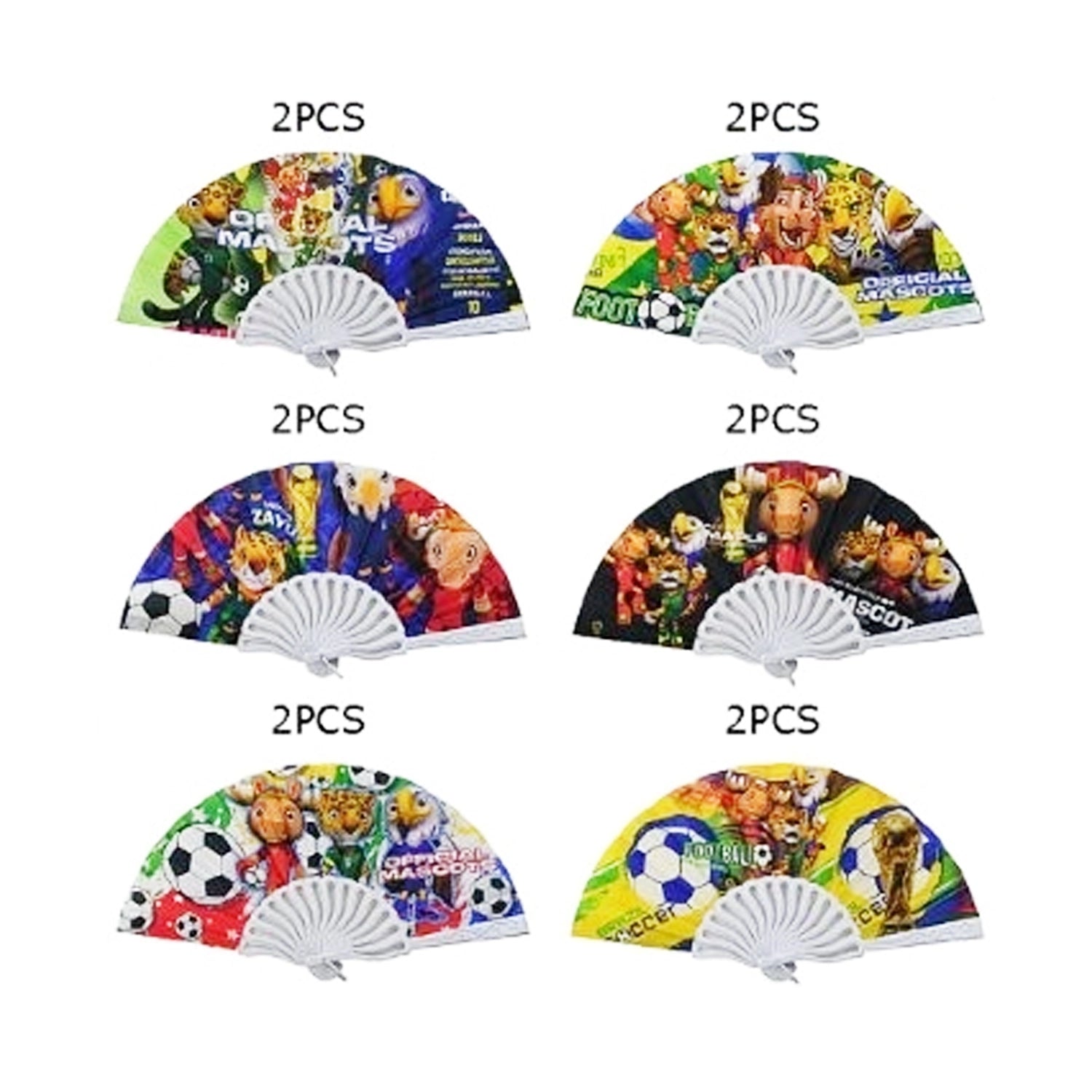 Vibrant World Soccer Mascot Folding Hand Fans – 12-Piece Party Pack (FN-3175FI)