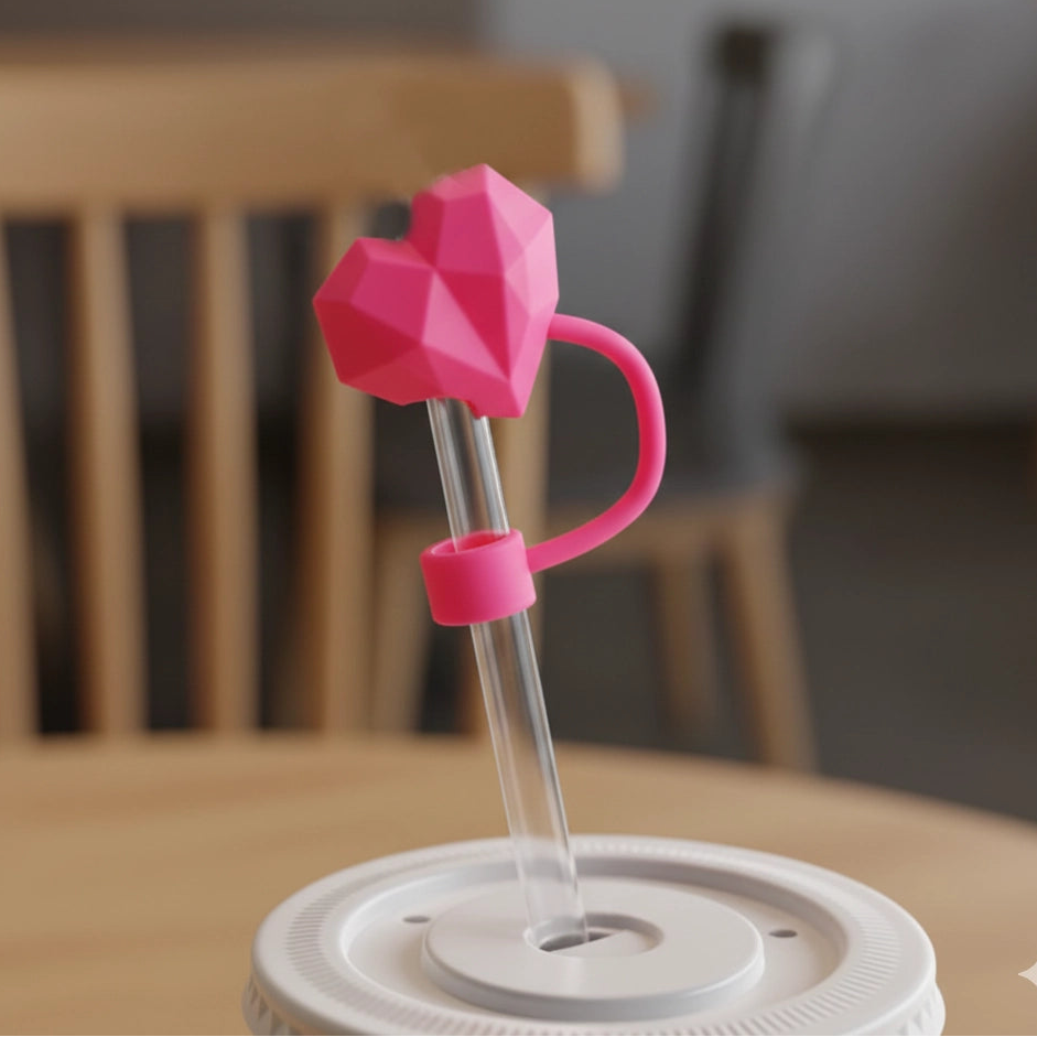 Cute Heart-Shaped Straw Covers for Tumblers | Dust-Proof Drink Accessories
