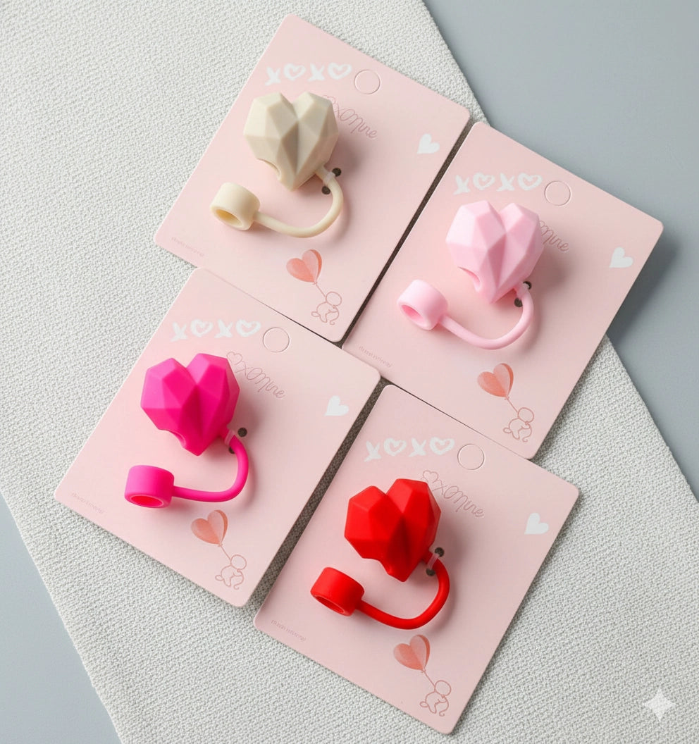 Cute Heart-Shaped Straw Covers for Tumblers | Dust-Proof Drink Accessories