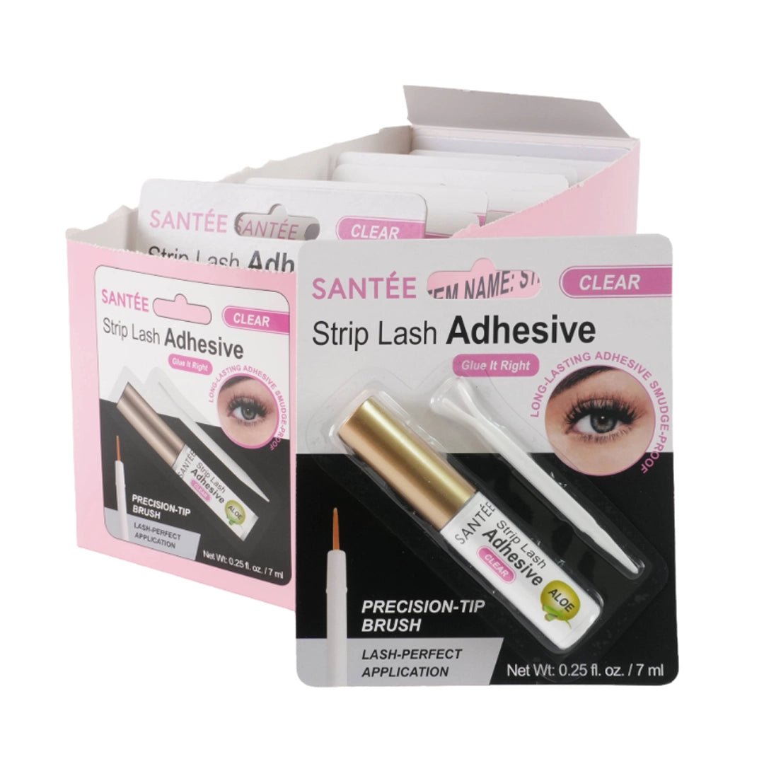 Santée Clear Strip Lash Adhesive with Aloe – Long-Lasting, Smudge-Proof Eyelash Glue with Precision-Tip Brush (0.25 fl. oz. / 7 ml)