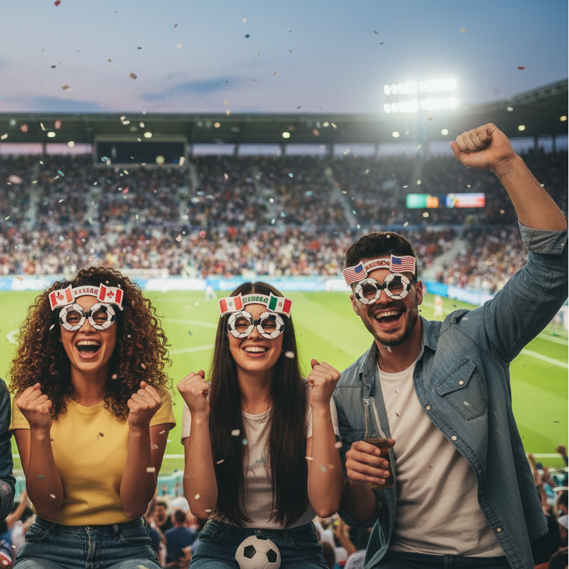 World Cup 2026 Soccer Fan Party Glasses – Novelty Football Eyewear for USA, Mexico, & Canada | North America Host Nations Spirit Gear | 12-Piece (GM-1242FI)