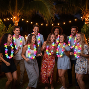 LED Light-Up Hawaiian Flower Lei Necklace – Colorful Tropical Party Favors (Pack of 12 Assorted Colors) (GMF-1004)