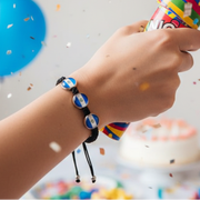 El Salvador Flag Bracelet Set (12-Pack) - Adjustable Black Macrame