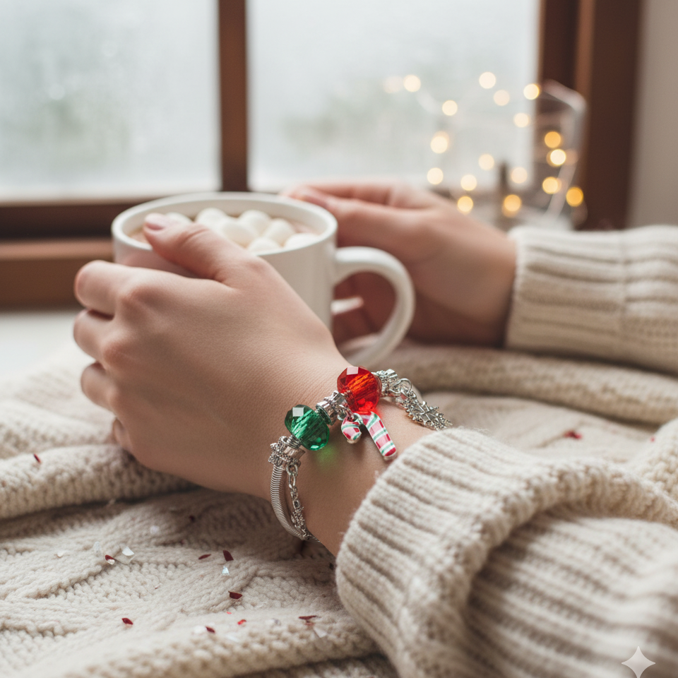 Spread Holiday Cheer with our Festive Christmas Charm Bracelet!
