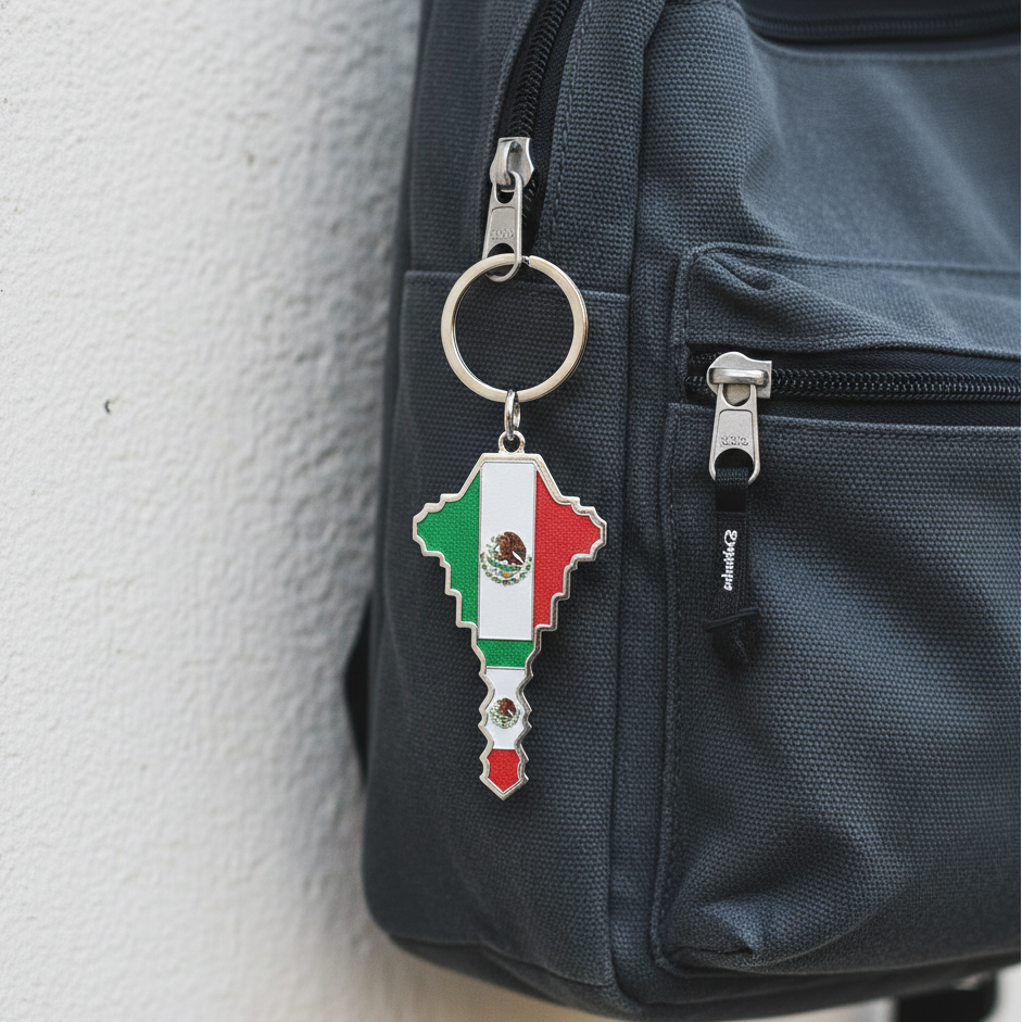 Mexico Flag Key-Shaped Keychain