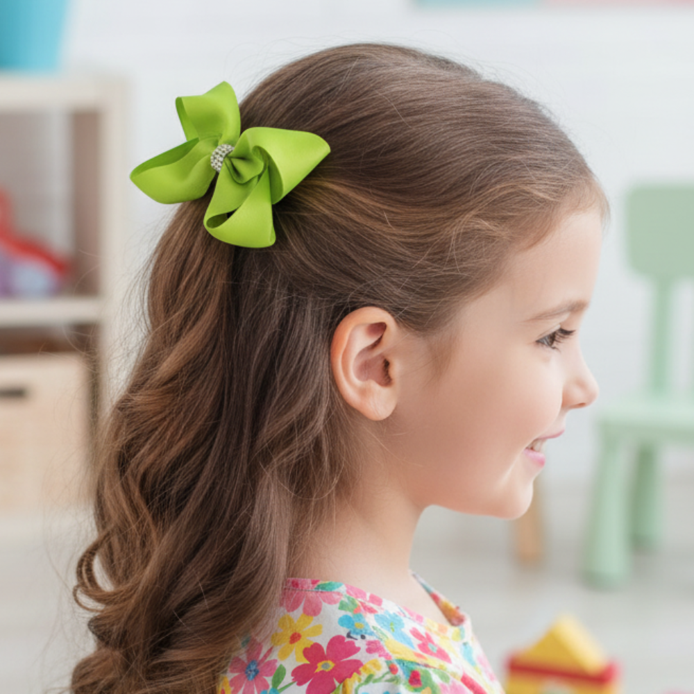 Vibrant Lime Green Dazzle 11cm Hair Bow